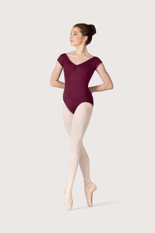 Bloch Viva Repertoire High Back Cap Sleeve Leotard Burgundy